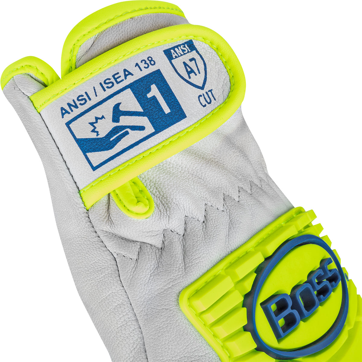 Boss Hi-Vis Goatskin Leather Driver’s Gloves with Kevlar® Blend Lining and Impact Protection