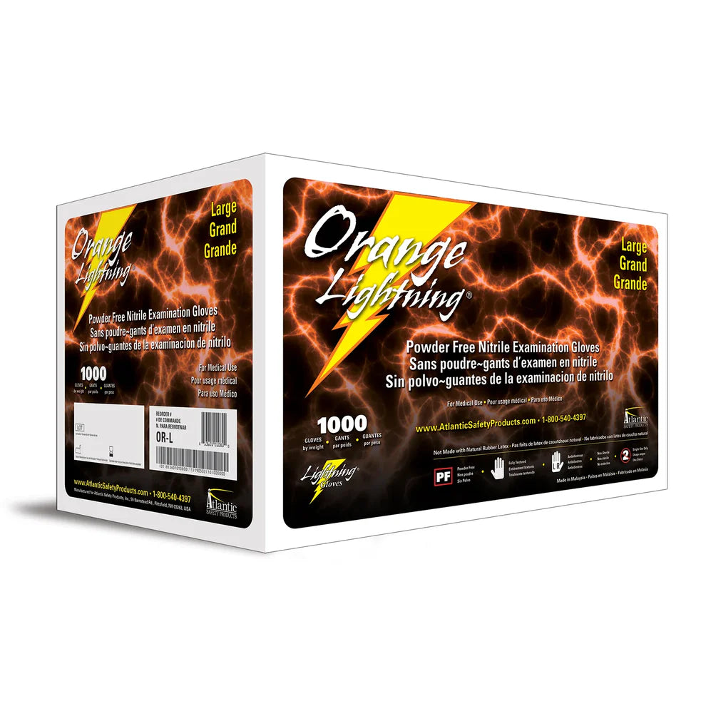 Orange Lightning 6 Mil Disposable Nitrile Gloves