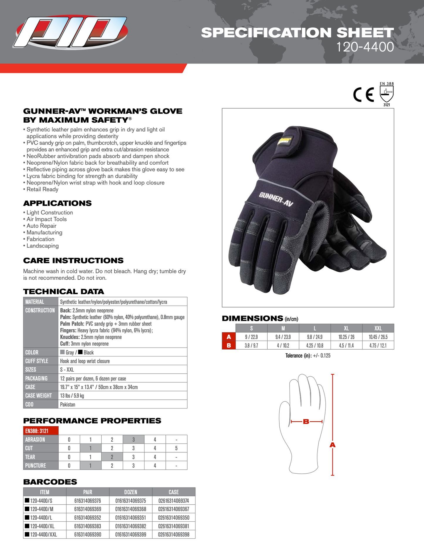 Boss Synthetic Leather Work Gloves with Anti-Vibration Pads and PVC Sandy Grip