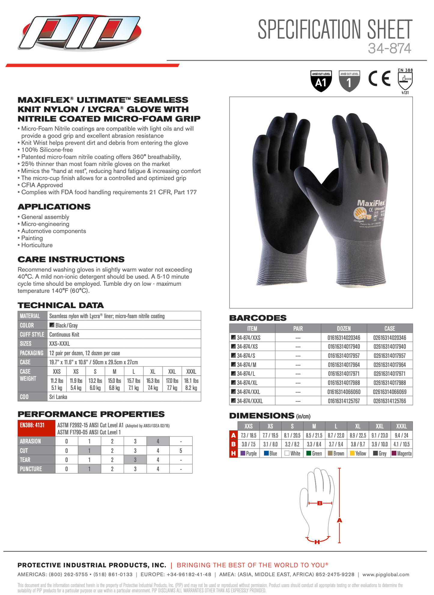 ATG G-Tek MaxiFlex Ultimate Nitrile-Coated Gloves 34-874