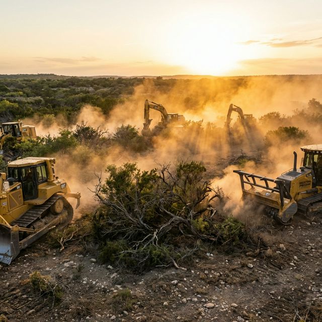 Heavy machinery clearing land for construction
